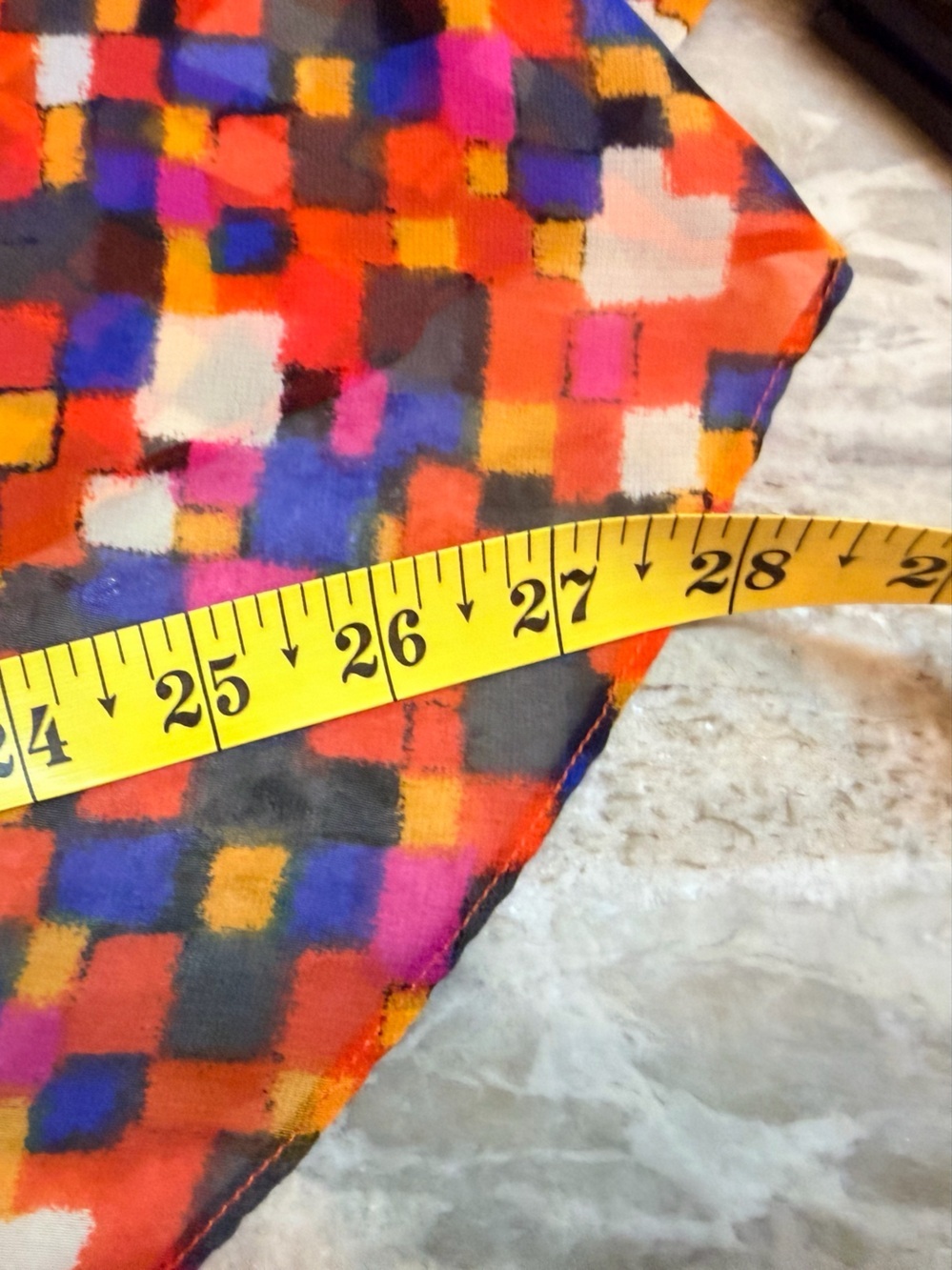Allen B Large Abstract Print Peplum Blouse Colorful Sheer Flowy Top - Picture 7 of 9